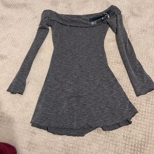 Fashion Nova Gray Off-Shoulder Dress